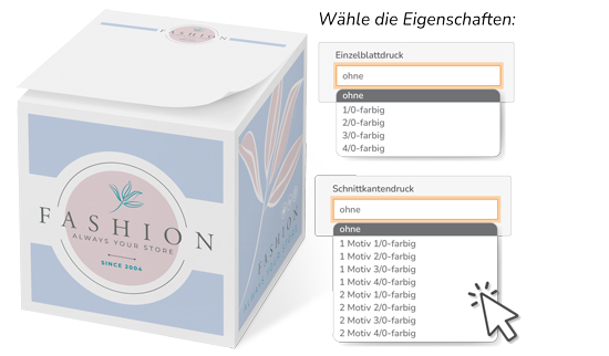 Notiz-Zettelklotz 10 x 10 x 10 cm Siebdruck individuell konfigurieren - 1018100011