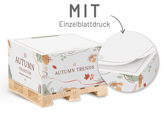 Notiz-Zettelklotz 10 x 10 x 5 cm im Siebdruck auf Mini-Holzpalette - 1018110022