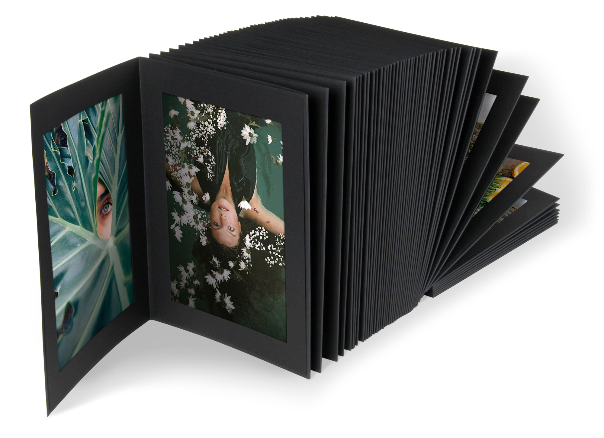Endlosleporello Leinen Schwarz / Leinen Schwarz für Bilder im Format 15 x 20 cm - SL-201438-R