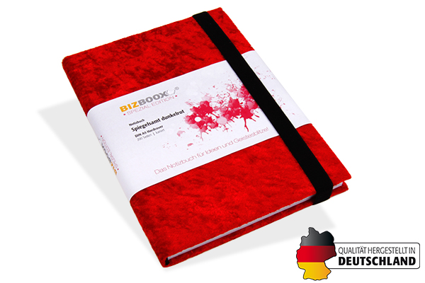 BIZBOOX® Spiegelsamt dunkelrot DIN A5 - 177101
