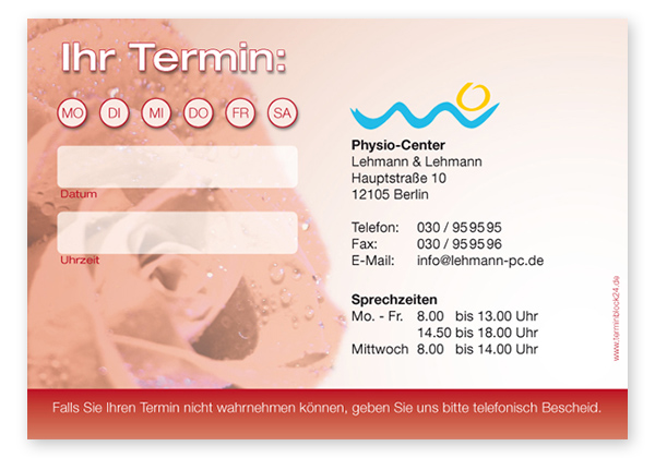 Terminzettel "einsame Rose" - 1 Termin mit Wochentagen - 1214010114