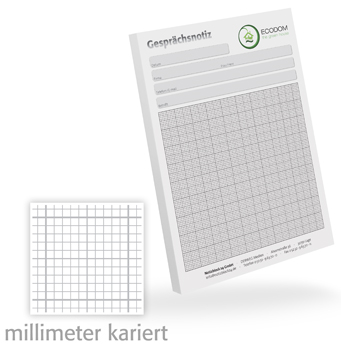 Gesprächsnotizblock A6 millimeterkariert individuell - 1302010205