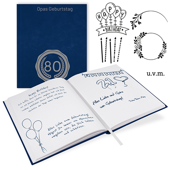 Gästebuch Geburtstag Royalblau - GB-21210-G