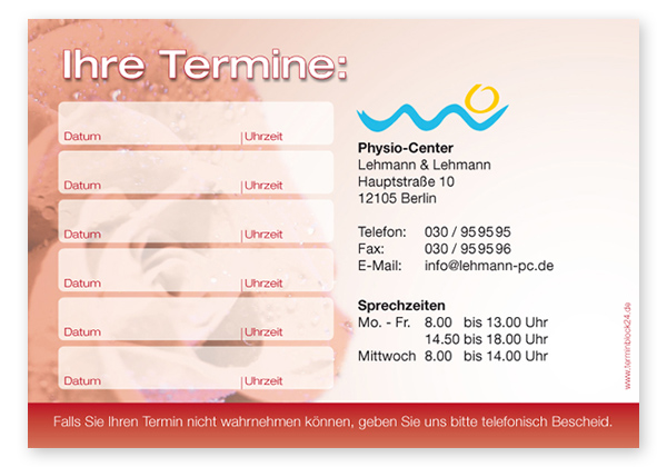Terminzettel "einsame Rose" - 6 Termine - 1214010614