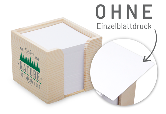 Zettelbox  aus echtem Holz 10 x 10 x 8,5 cm Siebdruck - 1018140010