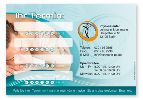Terminzettel "Wellnesstraum" - 4 Termine mit Wochentagen - 1214010431