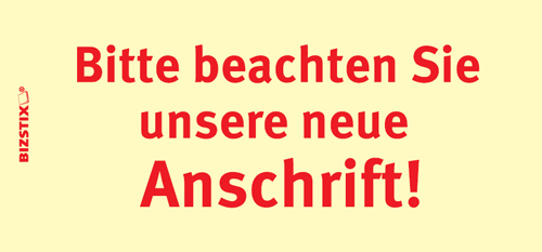 BIZSTIX® Business Haftnotizen "Beachten Sie unsere neue Anschrift!" - 1301010147