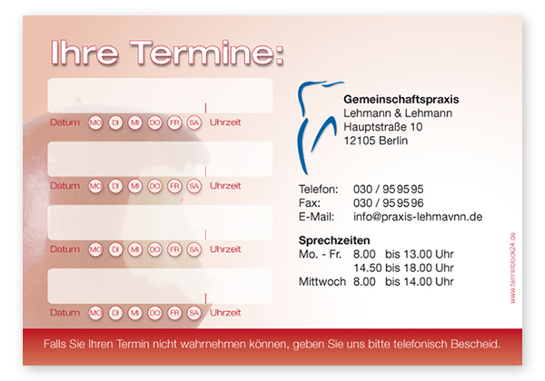 Terminzettel "bissfest" - 4 Termine mit Wochentagen - 1214010425