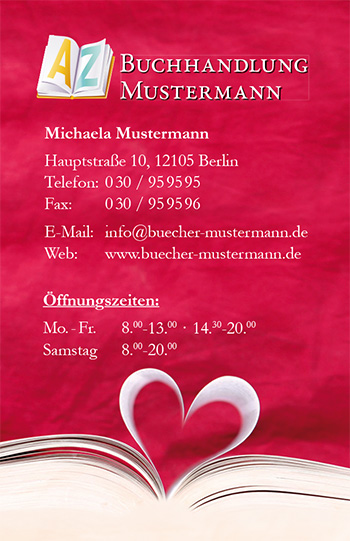 Visitenkarte "Lesefreuden" - 1212010169