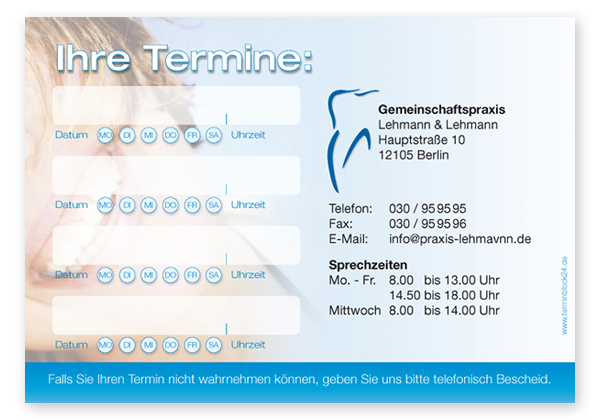 Terminzettel "healthy Smiles" - 4 Termine mit Wochentagen - 1214010424