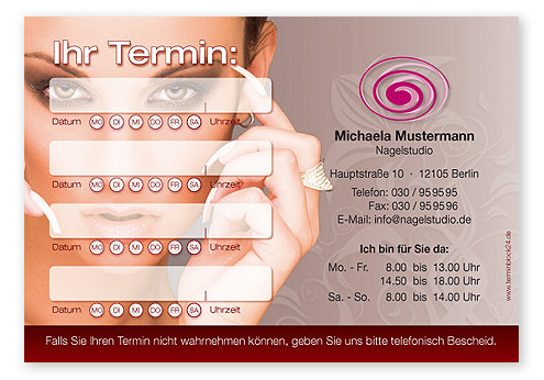 Terminzettel "Elegance" - 4 Termine mit Wochentagen - 1214010449