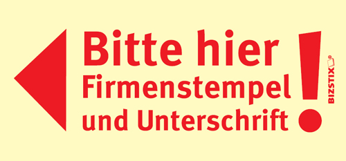 BIZSTIX® Business Haftnotizen "Bitte hier Firmenstempel und Unterschrift!" - 1301010125