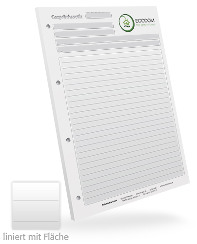 Gesprächsnotizblock A4 liniert + Fläche individuell - 1302010604