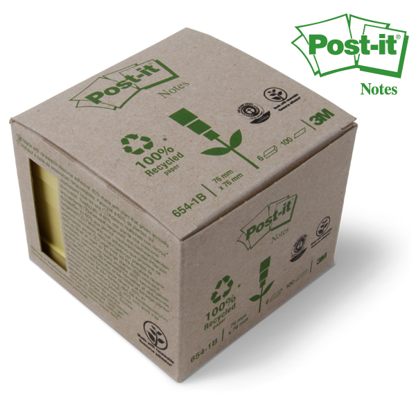 Post-it® Recycling Notes 76 x 76 mm, pastellgelb