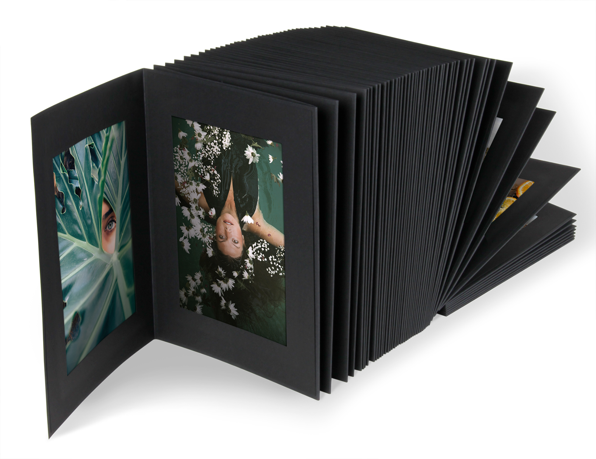 Endlosleporello Leinen Schwarz / Leinen Schwarz für Bilder 9 x 13 cm (12,4 x 16,8 cm) - SL-201238-R
