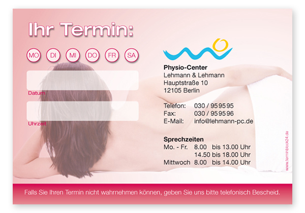 Terminzettel "Auszeit" - 1 Termin mit Wochentagen - 1214010103