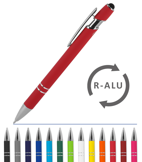 Kugelschreiber Softtouch Recycling Aluminium mit Stylus - 1320010117