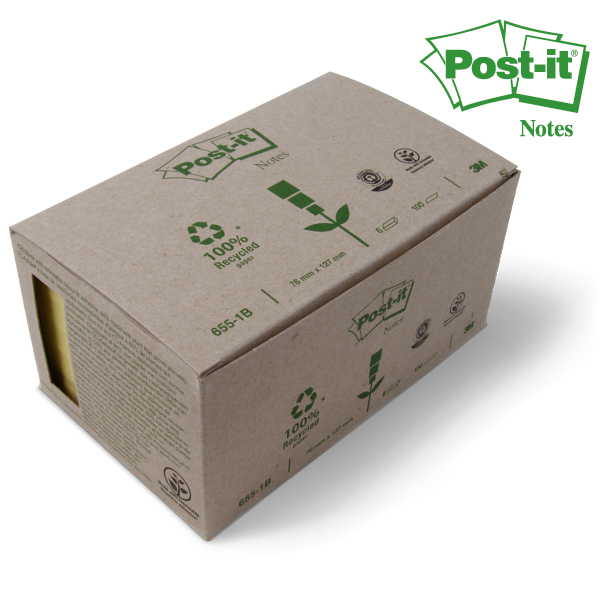 Post-it® Recycling Haftnotizen 127 x 76 mm, pastellgelb