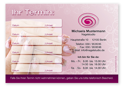 Terminzettel "Nail Art" - 6 Termine - 1214010647