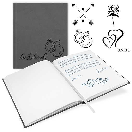 Gästebuch Hochzeit Grau - GB-21205-H