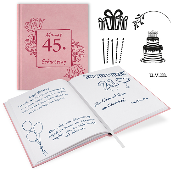 Gästebuch Geburtstag Rosa - GB-21215-G