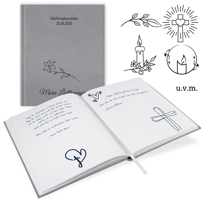 Gästebuch Konfirmation Silbergrau - GB-21202-Kon
