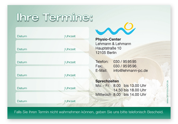 Terminzettel "Wellness Dreams" - 6 Termine - 1214010605