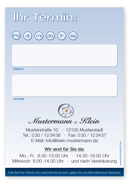 Terminzettel "Blue Elegance" - 1228010101