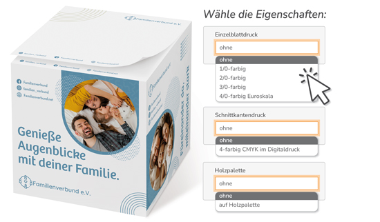 Notiz-Zettelklotz 10 x 10 x 10 cm Digitaldruck mit Varianten - 1017100041