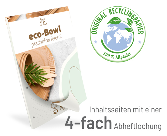 Notizblock Recycling DIN A4 mit Umschlag + 4-fach Abheftlochung - 100204044009