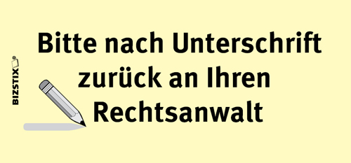BIZSTIX® Business Haftnotizen "Bitte mit Unterschrift zurück an Ihren Rechtsanwalt" - 1301010146