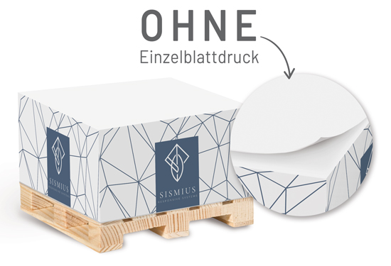 Notiz-Zettelklotz 10 x 10 x 5 cm im Siebdruck auf Mini-Holzpalette - 1018110020