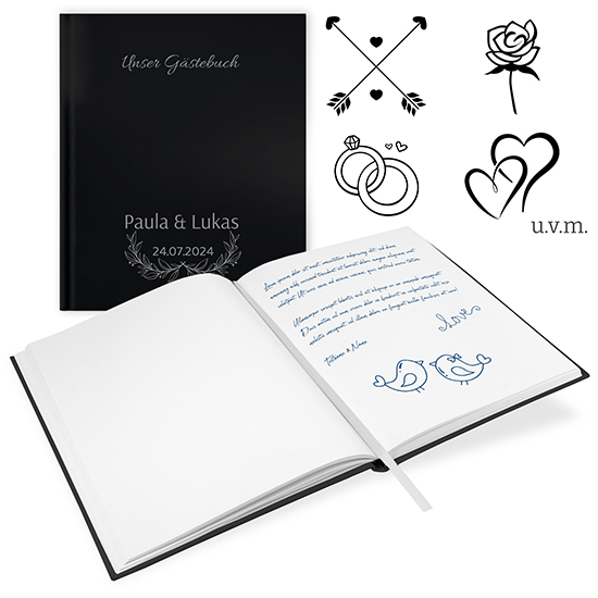 Gästebuch Hochzeit Schwarz - GB-21207-H