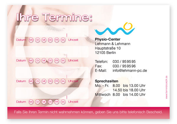 Terminzettel "natural Beauty" 4 Termine mit Wochentagen - 1214010401