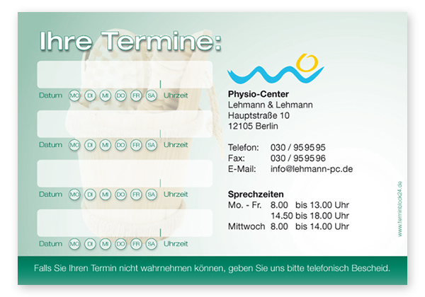 Terminzettel "Saunaliebe" - 4 Termine mit Wochentagen - 1214010406
