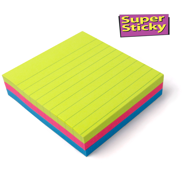 Post-it® Super Sticky Haftnotizen, liniert, 101x101 mm, 3er-Pack - 1410120500