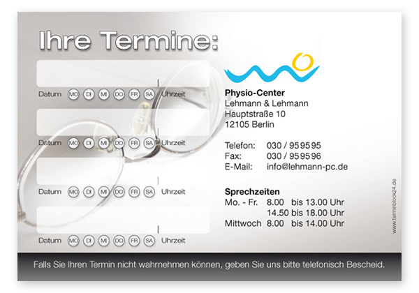 Terminzettel "Durchblick behalten" - 4 Termine mit Wochentagen - 1214010420