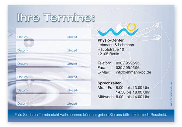 Terminzettel "Körperfrische" - 6 Termine - 1214010617
