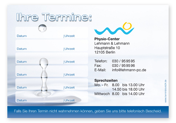 Terminzettel "kühler Tropfen" - 6 Termine - 1214010616