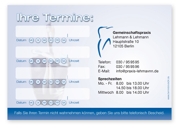 Terminzettel "teeth" - 4 Termine mit Wochentagen - 1214010427