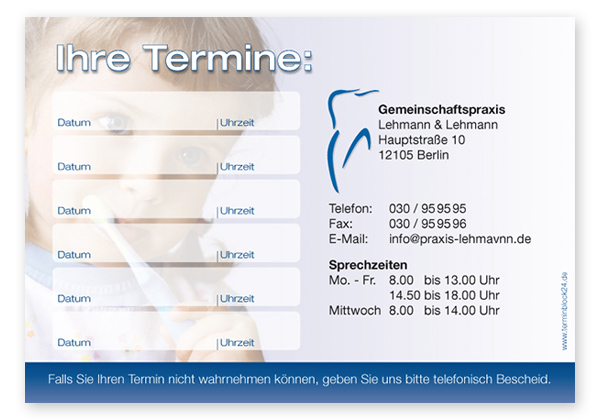 Terminzettel "gesundes Kind" - 6 Termine - 1214010623