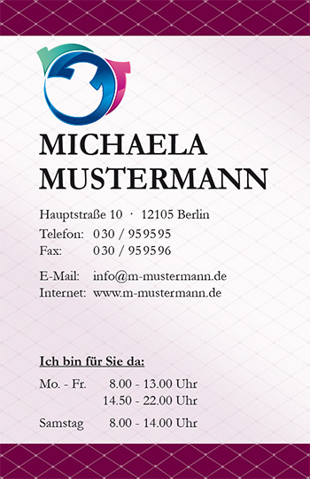 Visitenkarte "Neue Masche" - 1212010317