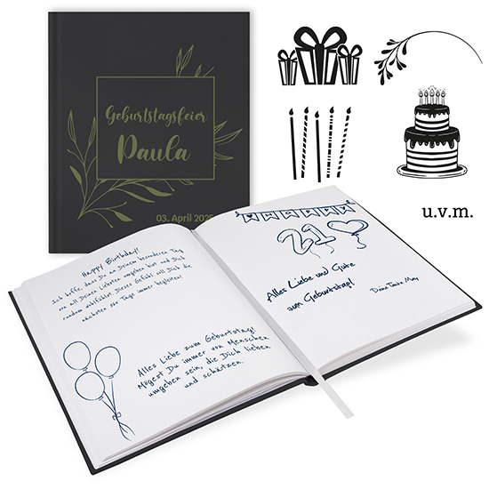 Gästebuch Geburtstag Schwarz - GB-21207-G