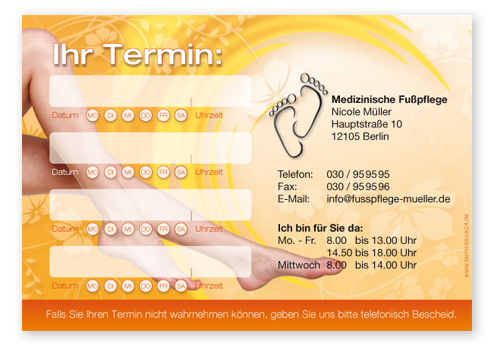 Terminzettel "happy feet" - 4 Termine mit Wochentagen - 1214010434