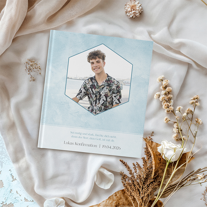 Gästebuch Konfirmation "Soft Aqua"