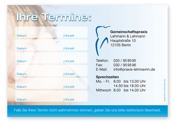 Terminzettel "healthy Smiles" - 6 Termine - 1214010624