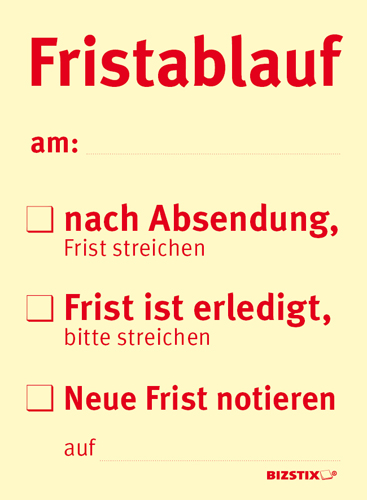 BIZSTIX® Business Haftnotizen "Fristablauf am" - 1301010152