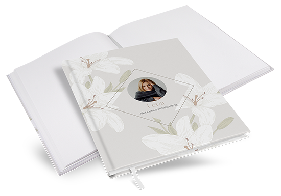 Gästebuch Geburtstag - Floral "white Lily" - GBG-25001-F-07